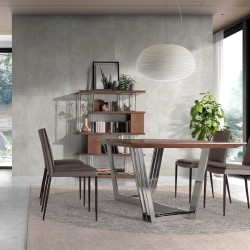 Обеденный стол MI2003T /1097 из орехового дерева и хромированной стали