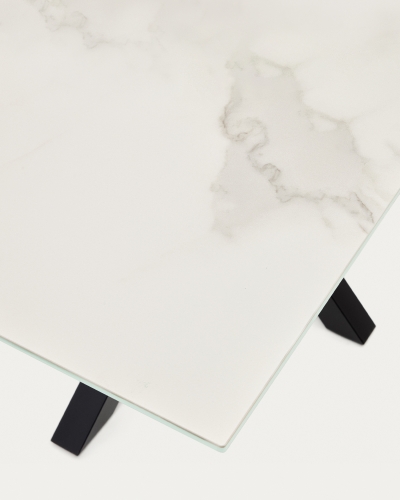 Arya Обеденный стол 160x90 черный с керамической столешницей Kalos Blanco