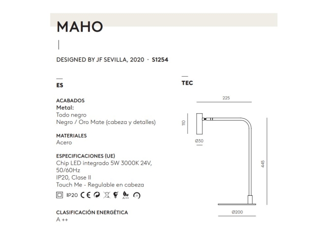 Настольная лампа Maho черная