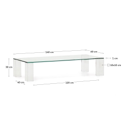 Журнальный столик из закаленного стекла Adularia, прозрачный, 140 x 60