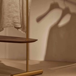 Вешалка ARCO Gold/Walnut с зеркалом, полкой и вешалками