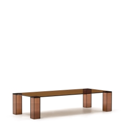 Журнальный столик из закаленного стекла Adularia коричневый, 140 x 60