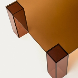 Журнальный столик из закаленного стекла Adularia коричневый, 140 x 60