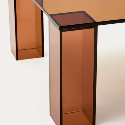 Журнальный столик из закаленного стекла Adularia коричневый, 140 x 60