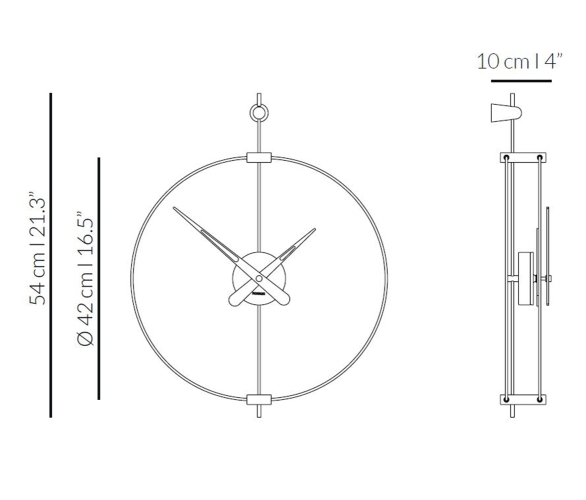 Часы Nomon Micro BARCELONA (основание - орех и фиберглас/стрелки - орех/центр - латунь). D=42см, H=54см