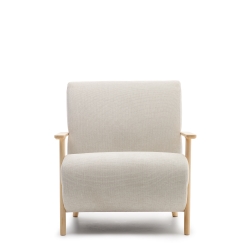 Кресло Meghan из жемчужного шенилла и массива бука в натуральной отделке