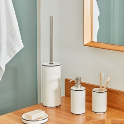 Белый керамический дозатор для мыла Arminda с черной деталью