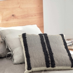 Чехол для подушки Margarte из 100% хлопка в черно-белую полоску 45 x 45 см