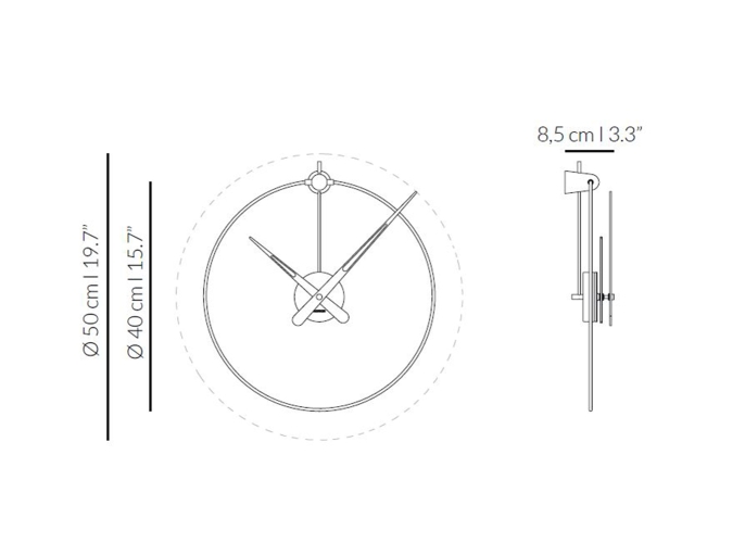 Часы Nomon Micro Anda Graphite, (основание - хромированная сталь с графитовой отделкой/стрелки - орех). D=40см, H=50см