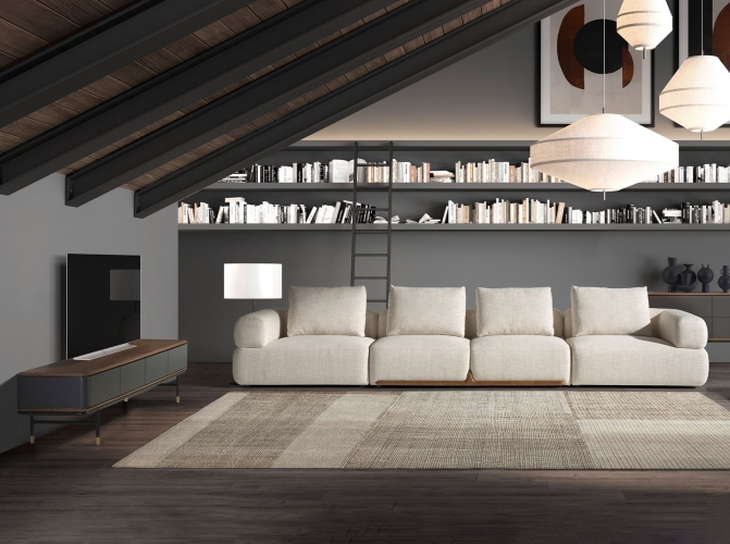 Диван 4-х местный 6233/SF-23083 в бежевой ткани