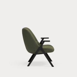 Кресло низкое Dins зеленое с каркасом из черного бука