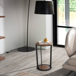 Приставной столик 2116/MH2208B из ореха и черной стали