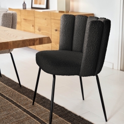 Стул Aniela из черной ткани букле и металла с черной отделкой