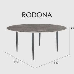 Обеденный стол RODONA CARBON MATTE стекло D140