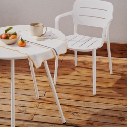 Montjoi Круглый уличный стол из стали с белой отделкой Ø 70 см