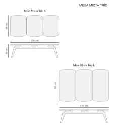 Стол MESA MIXTA TRIO S (1 столешница из ореха и 2 из мрамора)