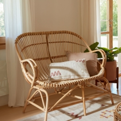 Чехол для подушки Bibiana из шерсти и хлопка с бежевым терракотовым и коричневым узором 30 x 50 см