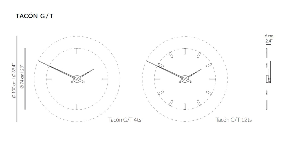 Часы Nomon Tacon 4 Gold N, (основа - полированная латунь/стрелки - орех)  D=100см
