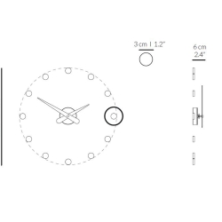 Часы Nomon RODON MINI L RED (основа - хромированная сталь/стрелки - красный лак) D=50см