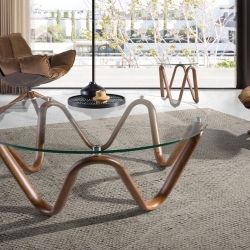 Журнальный столик 2124/CT20048 из стекла и ореха