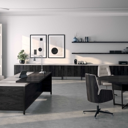 Стол для руководителя Gallery G013 202x222 матовая отделка, розетка слева