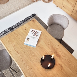 Стул Aniela из серой ткани букле и черными металлическими ножками