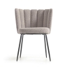 Стул Aniela из серой ткани букле и черными металлическими ножками