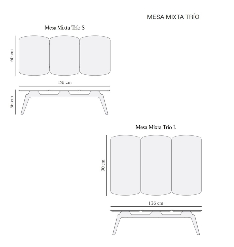 Стол MESA MIXTA TRIO S (3 столешницы из мрамора)