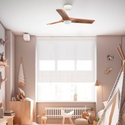 Вентилятор HEYWOOD S Ш900mm белый / светлое дерево 3P LED 10W CCT