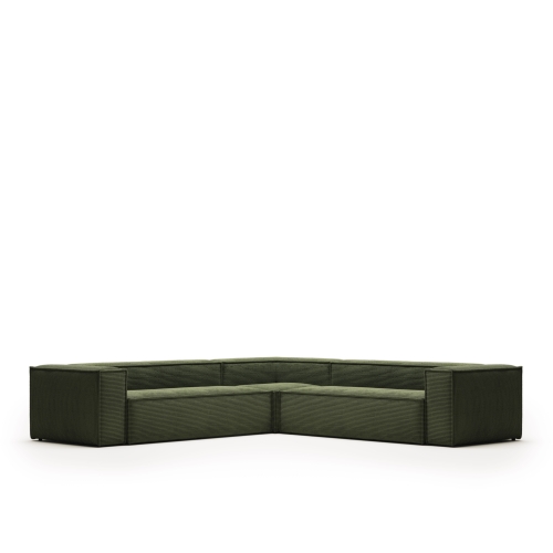 6-местный угловой диван Blok в зеленом толстом вельвете 320 x 320 см