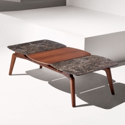 Стол MESA MIXTA TRIO L (1 столешница из ореха и 2 из мрамора)