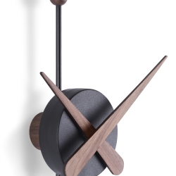 Часы Nomon Punta (основа - черный полистирол/стрелки и маятник - орех). D=28см, H=63см