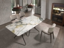 Обеденный стол 1153/DT17085-2 из мраморной керамики и темного ореха