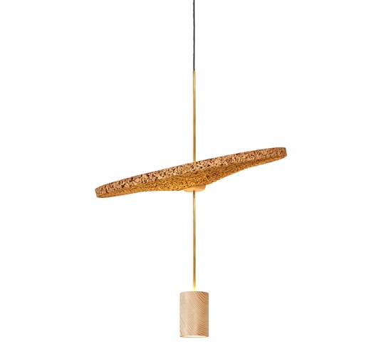 Потолочный подвес Calma Satin brass and beech wood Ceiling rose Black RAL 9005