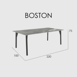 Обеденный стол Boston CARBON MATTE керамика 220х100