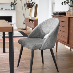 Стул Mael темно-серый бархат со стальными ножками с черной отделкой