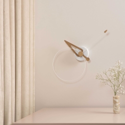 Часы Nomon Pico (основа - белый полистирол /стрелки - дуб и белый фиберглас). D=40см