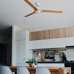 Вентилятор HEYWOOD L Ш1320mm черный / темное дерево 3P LED 10W CCT