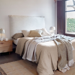 Изголовье из льняной ткани белого цвета Tanit со съемным чехлом 186 x 106 см