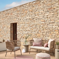 Кресло Nadin из бежевого шнура с ножкой из оцинкованной стали