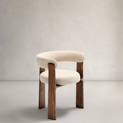 Granite Стул на 3 ножках из бежевого шенилла и массива ясеня в отделке орех