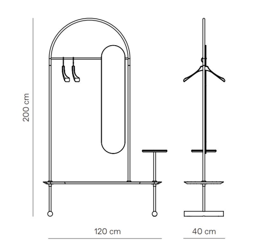Вешалка  ARCO Black/Walnut с зеркалом