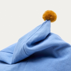 Olvi синий хлопковый пуф с кисточкой горчичного цвета Ø 60 см