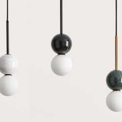 Подвесной светильник Dalt черный металл - белый мрамор