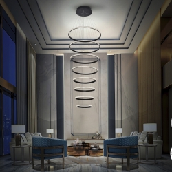 Люстра Ring 8 колец черная 4000K DIM