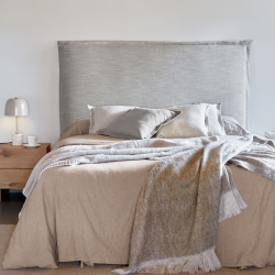 Изголовье из льняной ткани серого цвета Tanit со съемным чехлом 206 x 106 см