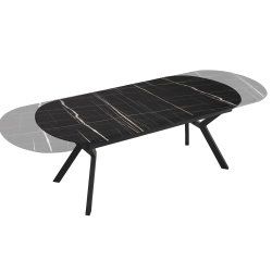 Раздвижной обеденный стол Antea меламиновый топ с отделкой черный мрамор