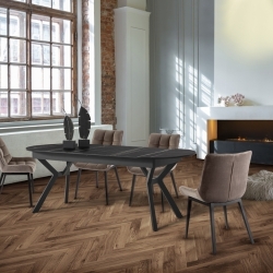 Раздвижной обеденный стол Antea меламиновый топ с отделкой черный мрамор