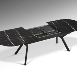 Раздвижной обеденный стол Antea меламиновый топ с отделкой черный мрамор