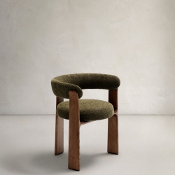 Granite Стул на 3 ножках из зеленого шенилла и массива ясеня в отделке орех